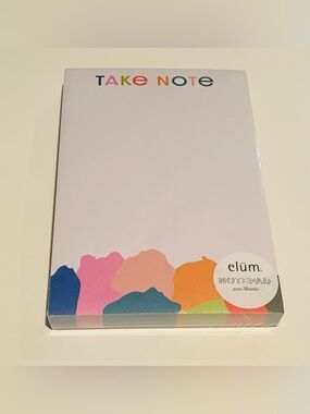 New Elum Notepad 200 Sheets TAKE NOTE on top Abstract Design on Bottom